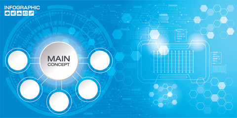 Obraz premium Abstract technology hi-tech background. Dark blue color.