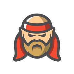 Old Pirate with red bandage Vector icon Cartoon illustration.