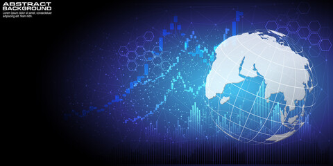 Digital background with World map point global network connection, concept of global business.