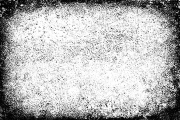 Grunge background black and white. Texture of chips, cracks, scratches, scuffs, dust, dirt. Dark monochrome surface. Old vintage vector pattern.