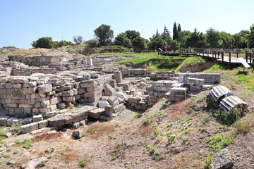 Fototapeta na wymiar Ruins of temple in Troy city, Turkey