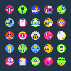 Set of Human Resources Flat Icon