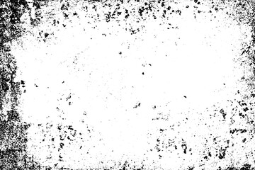 Grunge background black and white. Texture of chips, cracks, scratches, scuffs, dust, dirt. Dark monochrome surface. Old vintage vector pattern.