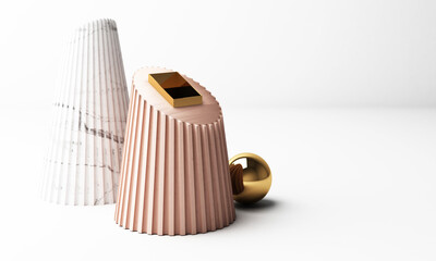 modern geometric shape 3d rendering