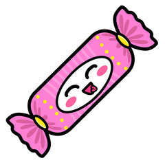Kawai Candy. Sign, symbol, web element. Social media icon. Business concept. Tattoo template. Line art. Website pictogram.