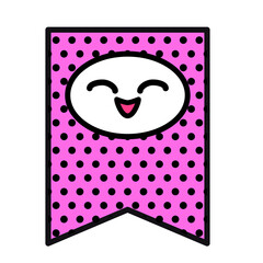 Kawai Flag. Sign, symbol, web element. Social media icon. Business concept. Tattoo template. Line art. Website pictogram.