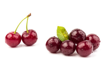 Сherry berries isolated on white background. With clipping path.