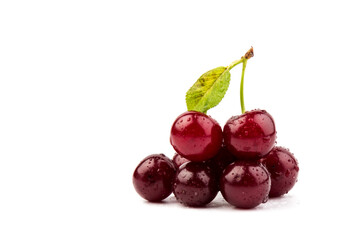 Сherry berries isolated on white background. With clipping path.