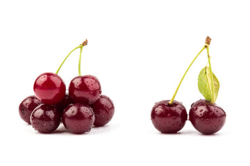 Сherry berries isolated on white background. With clipping path.