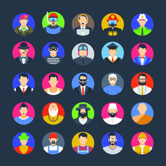 Flat Icon Set of Avatars 