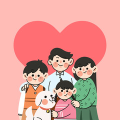 Happy Get Along Family Doodle Draw Illustration