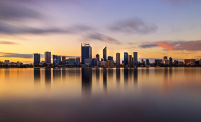 Fototapeta na wymiar Pre Storm Sunset Sky, Perth Australia Cityscape