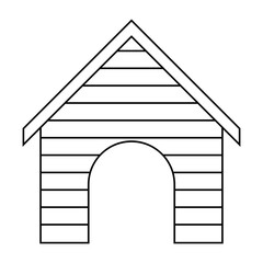 Doghouse outline icon. Vector illustration isolated on white background. Coloring book for children