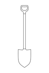 Spade outline icon. Shovel vector illustration isolated on white background. Coloring book page for children.
