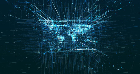 Abstract digital network data background, 3D rendering illustration