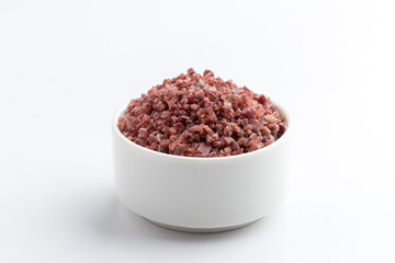 Isolated black black himalayan salt in a bowl