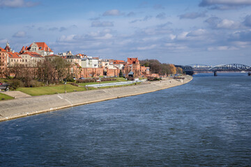 Historic part of Torun city on the bank of River Vistula in Poland