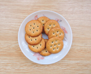 Salty biscuits in isolated background