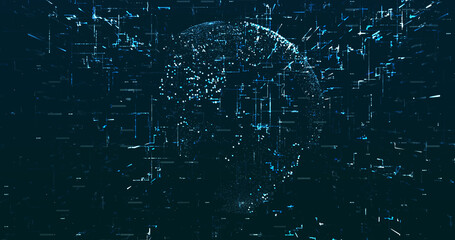 Abstract digital network data background, 3D rendering illustration