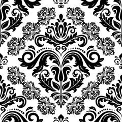 Classic seamless vector black and white pattern. Damask orient ornament. Classic vintage background. Orient ornament for fabric, wallpaper and packaging