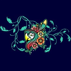 Beauty Bird Leaf Flower Background