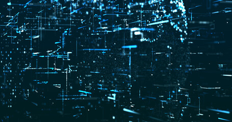 Abstract digital network data background, 3D rendering illustration