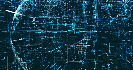Abstract digital network data background, 3D rendering illustration