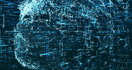 Abstract digital network data background, 3D rendering illustration
