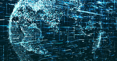 Abstract digital network data background, 3D rendering illustration