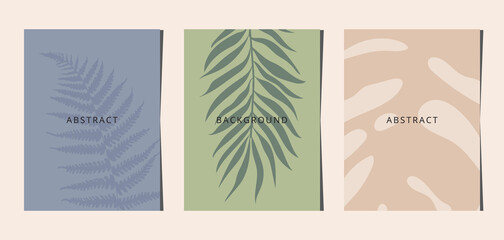 Social media banners, a beautiful leaf, and flower set of social media post templates with minimal abstract organic shapes composition can be used also card, cover, Vector illustration.