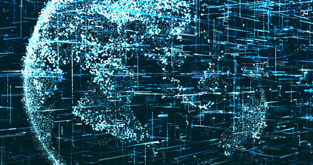 Abstract digital network data background, 3D rendering illustration