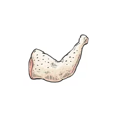 Poster Raw hand drawn fresh leg of chicken, organic food. © sabelskaya