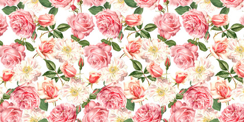 Seamless floral pattern with flowers, watercolor,on light background, watercolor. Template design for textiles, interior, clothes, wallpaper, art abstract design ,background flower - 367489400
