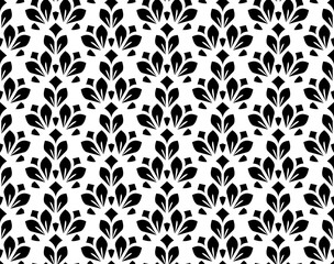 Flower geometric pattern. Seamless vector background. White and black ornament