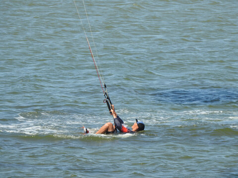 kitesurfing on the sea