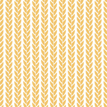 Bread seamless pattern. Oats, wheat, grain, rice background. Geometric texture with ears of wheat for design wrapping paper, wallpapers, prints. Simple backdrop ears for bread. Vector illustration © Omeris