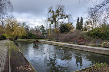 Small park called Valley of Dreams near Old Town of Torun historical city in north central Poland