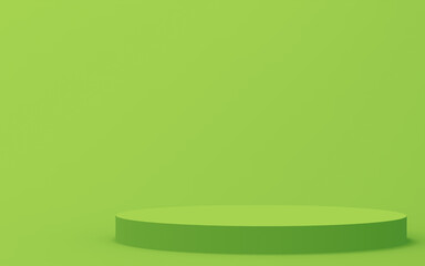 3d green cylinder podium minimal studio background. Abstract 3d geometric shape object illustration render. Display for food natural product.