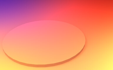 3d yellow orange and purple neon light cylinder podium minimal studio gradient colors background. Abstract 3d geometric shape object illustration render. Display for summer holiday product.