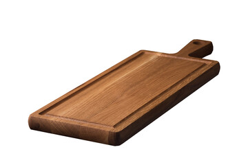 Empty wooden board and soy sauce isolated on white background. Japanese national cuisine concept.
