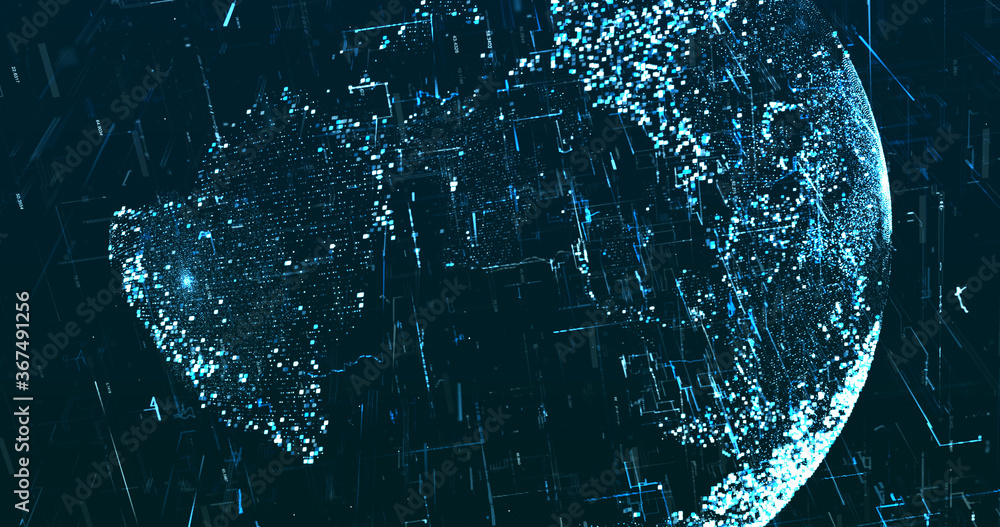 Wall mural abstract digital network data background, 3d rendering illustration