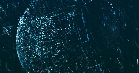 Abstract digital network data background, 3D rendering illustration