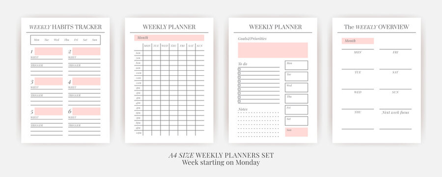 Planner sheet vector. Printable vertical notebook page