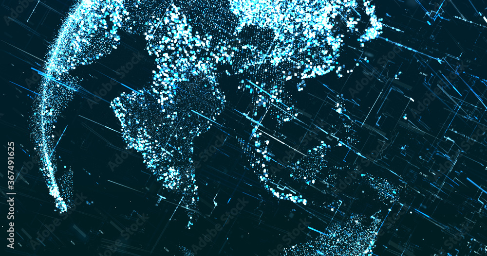 Wall mural abstract digital network data background, 3d rendering illustration