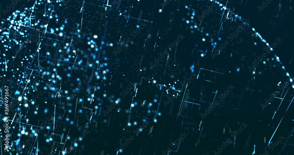 Wall mural abstract digital network data background, 3d rendering illustration