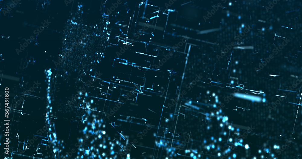 Wall mural abstract digital network data background, 3d rendering illustration