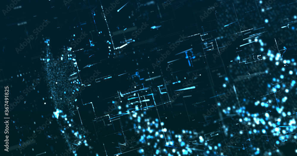 Wall mural abstract digital network data background, 3d rendering illustration