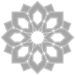 Decorative vector element for design in Eastern style, place for text. Geometric gray border. Lace illustration for invitations and greeting cards