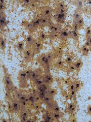  White metal surface with brown rust and corrosion 