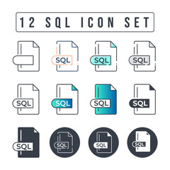 SQL File Format Icon Set. 12 SQL icon set.